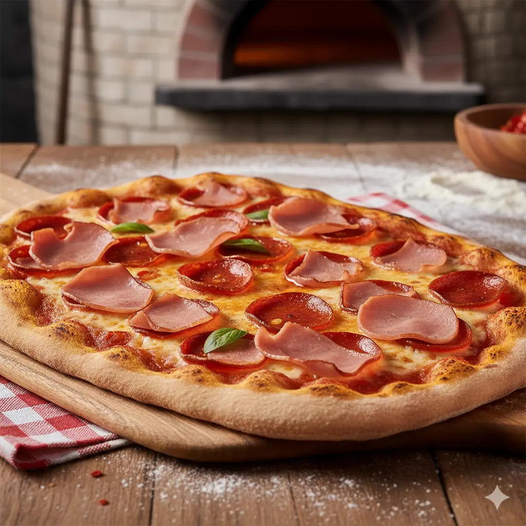 PIZZA JAMÓN + PEPERONI